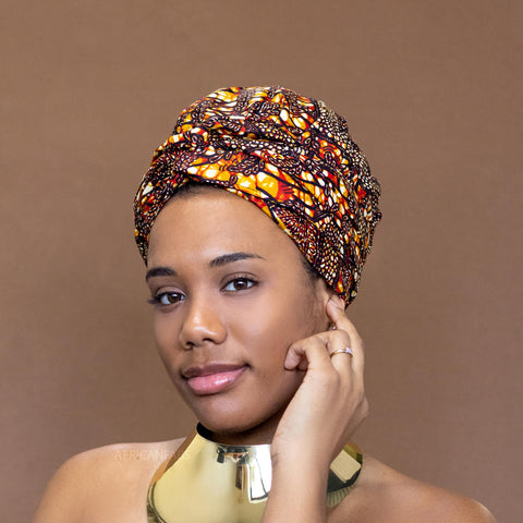 Turban facile - Bonnet en satin - Brun / bronze branches