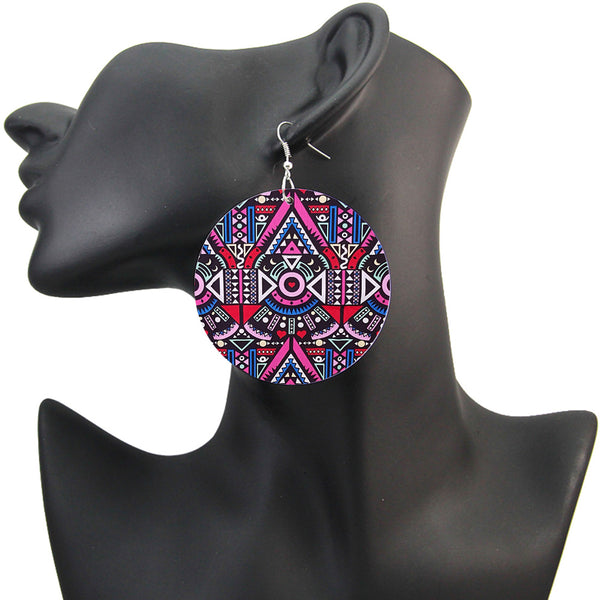 Rose / Bleu Tribal - Imprimé africain drop earrings