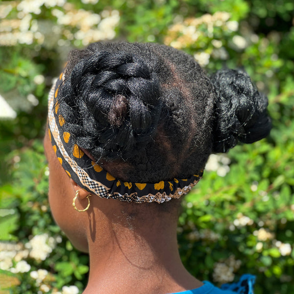 African print Headband - Kids - Hair Accessories - Brown / Black Bogolan