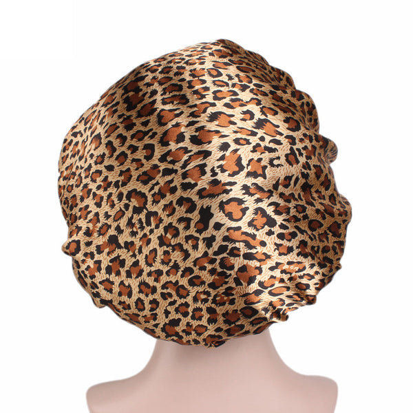Leopard print Satin bonnet / Schlafhaube / Hair Bonnet / Nachtmütze zum Schlafen