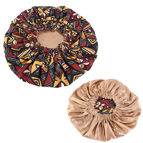 Afrikanischer Bogolan Print Satin bonnet / Schlafhaube / Hair Bonnet