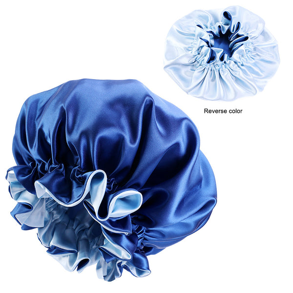 Blau Satin bonnet / Schlafhaube mit Krempe / Umkehrbares Hair Bonnet / Satin bonnet / Nachtmütze zum Schlafen