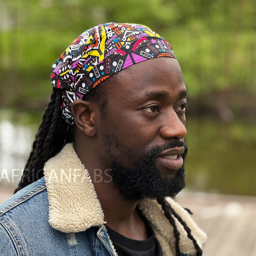 Haarband / Stirnband / Kopfband in Afrikanischer Print - Unisex Erwachsene - Rosa multicolor