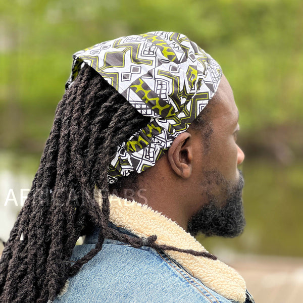 Haarband / Stirnband / Kopfband in Afrikanischer Print - Unisex Erwachsene - Weiss / Grün