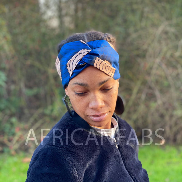 Haarband / Stirnband / Kopfband in Afrikanischer Print - Erwachsene - Blau