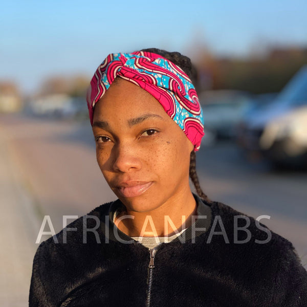 Bandeau imprimé africain - Adultes - Accessoires pour cheveux - Bleu / Rose