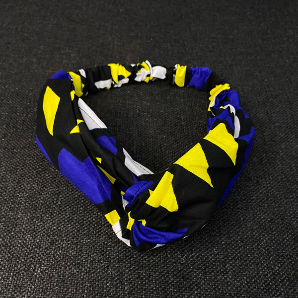 Bandeau imprimé africain - Adultes - Accessoires pour cheveux - Bleu / jaune samakaka