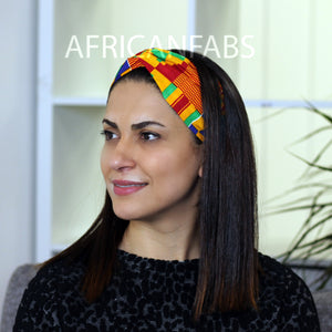 Bandeau imprimé africain - Adultes - Accessoires pour cheveux - Kente Bleu / orange