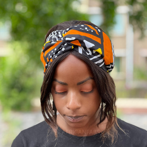 Haarband / Stirnband / Kopfband in Afrikanischer Print (lose Passform) - Orange Bogolan