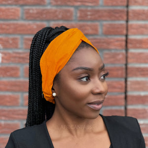 Haarband / Stirnband / Kopfband in Afrikanischer Print (lose Passform) - Orange-gelb