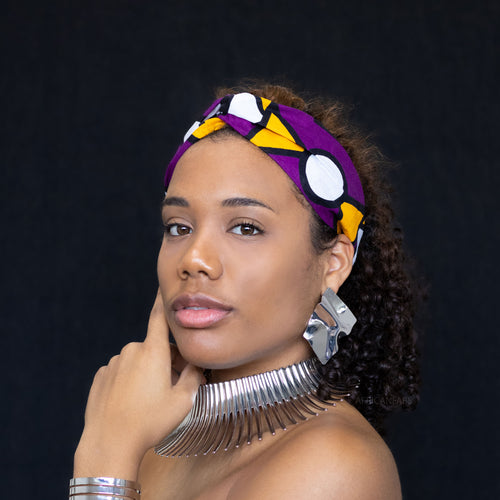 Haarband / Stirnband / Kopfband in Afrikanischer Print - Lila Gelb Samakaka