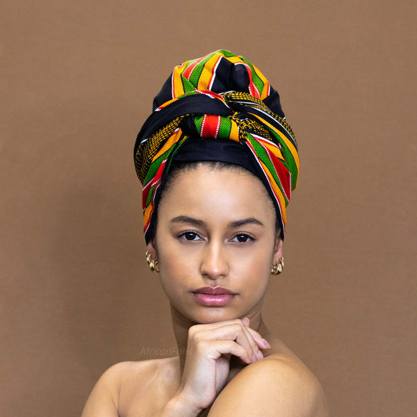 Afrikanisches Kopftuch / headwrap - Schwarz Pan African