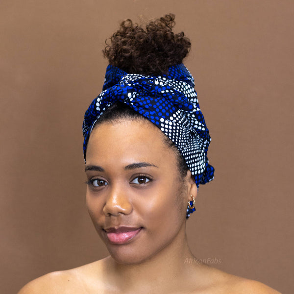 Afrikanisches Kopftuch / headwrap - Blau diamonds