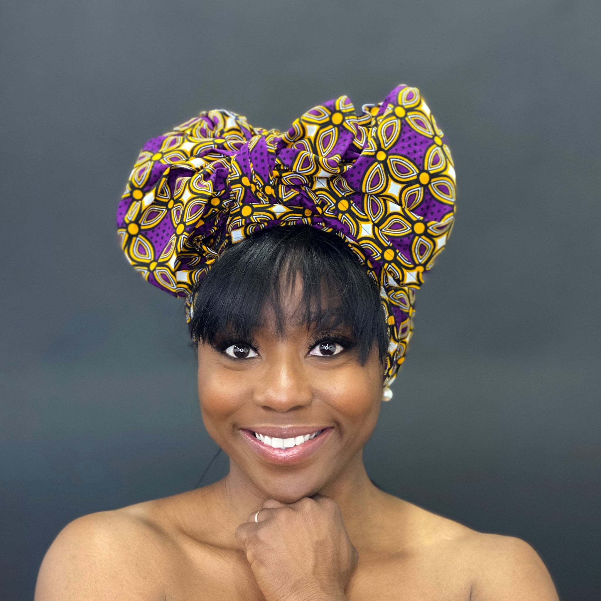 Afrikanisches Kopftuch / headwrap - Lila Royal Pattern
