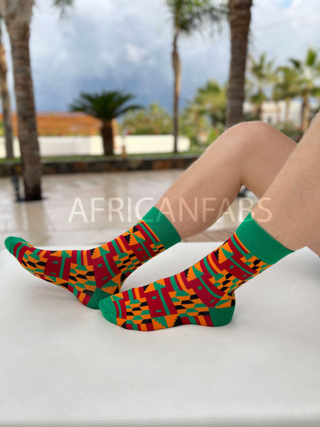SCHAL + SOCKEN-SET - Warmer Schal mit afrikanischem Kente Print + Socken