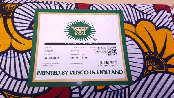 VLISCO Hollandais Wax print fabric - WHITE WEDDING FLOWERS