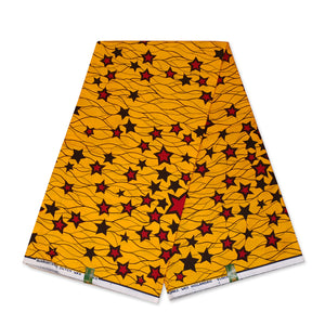 VLISCO Hollandais Wax print fabric - Yellow / Red Stars