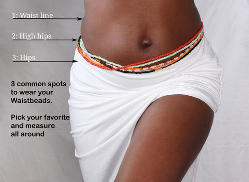 Waist Beads / Afrikanische Taillenkette - ITOHAN- Schwarze mehrfarbig (elastisch)