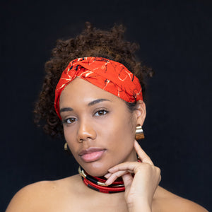 Haarband / Stirnband / Kopfband in Afrikanischer Print - Rot Kampala