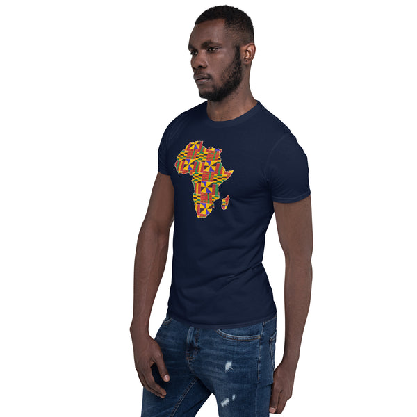 T-Shirt Unisex – Afrikanischer Kontinent mit Kente-Aufdruck D001 (mehrere Farben)