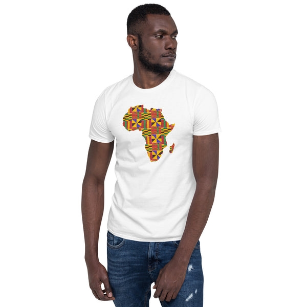 T-Shirt Unisex – Afrikanischer Kontinent mit Kente-Aufdruck D001 (mehrere Farben)