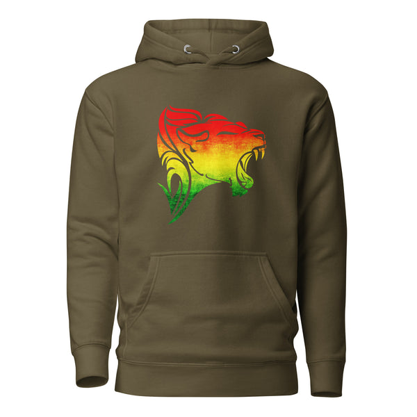 Sweat à capuche - Unisexe - Lion rugissant aux couleurs panafricaines D020 (Sweat à capuche en plusieurs couleurs)