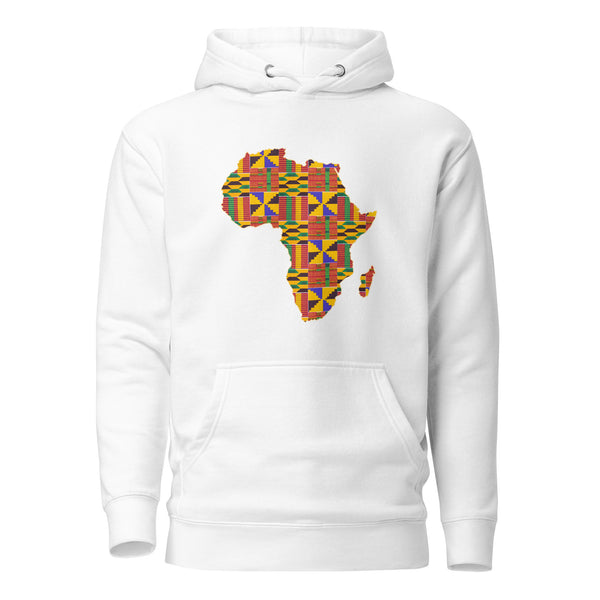 Hoodie - Unisex - Afrikanischer Kontinent im Kente-Aufdruck D001 (Hoodie Schwarz oder Weiß)