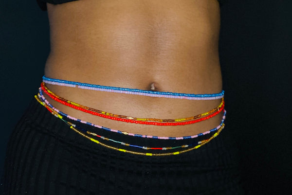 Waist Beads / Afrikanische Taillenkette - OSASERE - Pfirsich (elastisch)